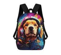 sinyumoney 3D Printed Children Backpacks Space Dog Headphones Art-5 Rucksacks Backpacks Fashion Casual Daypack Cute Travel Bags Outdoor Casual Daypack for Boy And Girl