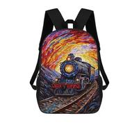 sinyumoney 3D Printed Children Backpacks Stained Glass Train Tunnel Art-1 Rucksacks Backpacks Fashion Casual Daypack Cute Travel Bags Outdoor Casual Daypack for Boy And Girl