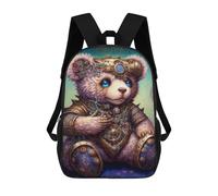 sinyumoney 3D Printed Children Backpacks Steampunk Teddy Bear Art Print-1 Rucksacks Backpacks Fashion Casual Daypack Cute Travel Bags Outdoor Casual Daypack for Boy And Girl