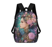 sinyumoney 3D Printed Children Backpacks Steampunk Woman with Cat-2 Rucksacks Backpacks Fashion Casual Daypack Cute Travel Bags Outdoor Casual Daypack for Boy And Girl