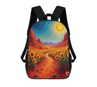 sinyumoney 3D Printed Children Backpacks Sunflowers in Desert Landscape Rucksacks Backpacks Fashion Casual Daypack Cute Travel Bags Outdoor Casual Daypack for Boy And Girl
