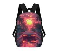 sinyumoney 3D Printed Children Backpacks Synthwave Poster Rucksacks Backpacks Fashion Casual Daypack Cute Travel Bags Outdoor Casual Daypack for Boy And Girl
