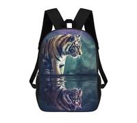 sinyumoney 3D Printed Children Backpacks Tiger Pond Reflection Rucksacks Backpacks Fashion Casual Daypack Cute Travel Bags Outdoor Casual Daypack for Boy And Girl
