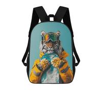 sinyumoney 3D Printed Children Backpacks Tiger Snowboarder Adventure Gear-1 Rucksacks Backpacks Fashion Casual Daypack Cute Travel Bags Outdoor Casual Daypack for Boy And Girl
