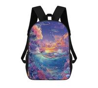 sinyumoney 3D Printed Children Backpacks Underwater Paradise Coral Reef Bliss Rucksacks Backpacks Fashion Casual Daypack Cute Travel Bags Outdoor Casual Daypack for Boy And Girl