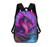 sinyumoney 3D Printed Children Backpacks Vibrant Dragon in Fantasy Forest Rucksacks Backpacks Fashion Casual Daypack Cute Travel Bags Outdoor Casual Daypack for Boy And Girl