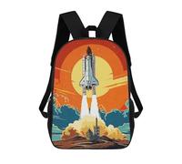 sinyumoney 3D Printed Children Backpacks Vintage Rocket Rucksacks Backpacks Fashion Casual Daypack Cute Travel Bags Outdoor Casual Daypack for Boy And Girl