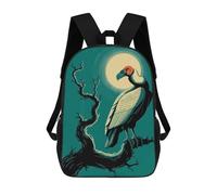 sinyumoney 3D Printed Children Backpacks Vulture Perched Under Moonlight Rucksacks Backpacks Fashion Casual Daypack Cute Travel Bags Outdoor Casual Daypack for Boy And Girl