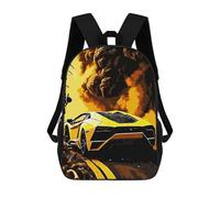 sinyumoney 3D Printed Children Backpacks Yellow Car on Street Rucksacks Backpacks Fashion Casual Daypack Cute Travel Bags Outdoor Casual Daypack for Boy And Girl