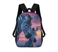 sinyumoney 3D Printed Children Backpacks Zebra Family Sunset Rucksacks Backpacks Fashion Casual Daypack Cute Travel Bags Outdoor Casual Daypack for Boy And Girl
