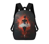 sinyumoney 3D Printed Children Ballet Dancer in Red Ballet Passion in Shadows Rucksacks Fashion Casual Daypack Cute Travel Bags Outdoor Casual Daypack for Boy And Girl 17inch