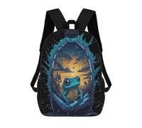 sinyumoney 3D Printed Children Blue Frog in Bottle Rucksacks Fashion Casual Daypack Cute Travel Bags Outdoor Casual Daypack for Boy And Girl 17inch