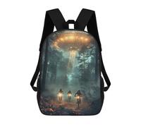 sinyumoney 3D Printed Children BMX Forest Alien Chase Rucksacks Fashion Casual Daypack Cute Travel Bags Outdoor Casual Daypack for Boy And Girl 17inch