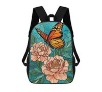 sinyumoney 3D Printed Children Butterfly Stained Glass Rucksacks Fashion Casual Daypack Cute Travel Bags Outdoor Casual Daypack for Boy And Girl 17inch