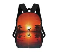 sinyumoney 3D Printed Children Camel Silhouette Sunset Rucksacks Fashion Casual Daypack Cute Travel Bags Outdoor Casual Daypack for Boy And Girl 17inch