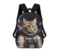 sinyumoney 3D Printed Children Cat Astronaut in Space Rucksacks Fashion Casual Daypack Cute Travel Bags Outdoor Casual Daypack for Boy And Girl 17inch