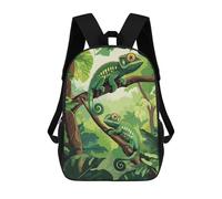 sinyumoney 3D Printed Children Chameleons in The Jungle Rucksacks Fashion Casual Daypack Cute Travel Bags Outdoor Casual Daypack for Boy And Girl 17inch