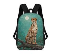 sinyumoney 3D Printed Children Cheetah on Branch Under Moonlight Painting Rucksacks Fashion Casual Daypack Cute Travel Bags Outdoor Casual Daypack for Boy And Girl 17inch