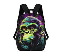 sinyumoney 3D Printed Children Chimpanzee Neon Graffiti Rucksacks Fashion Casual Daypack Cute Travel Bags Outdoor Casual Daypack for Boy And Girl 17inch