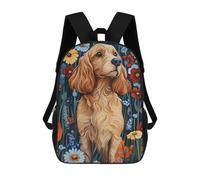 sinyumoney 3D Printed Children Cocker Spaniel in Meadow Flowers Dog Wall Art Print Rucksacks Fashion Casual Daypack Cute Travel Bags Outdoor Casual Daypack for Boy And Girl 17inch