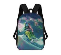 sinyumoney 3D Printed Children Colorful Snowboarder in Action Rucksacks Fashion Casual Daypack Cute Travel Bags Outdoor Casual Daypack for Boy And Girl 17inch