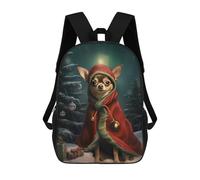 sinyumoney 3D Printed Children Cute Chihuahua Xmas Night Rucksacks Fashion Casual Daypack Cute Travel Bags Outdoor Casual Daypack for Boy And Girl 17inch