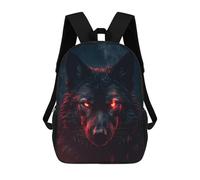 sinyumoney 3D Printed Children Dangerous Wolf Red Eyes Rucksacks Fashion Casual Daypack Cute Travel Bags Outdoor Casual Daypack for Boy And Girl 17inch