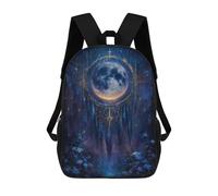sinyumoney 3D Printed Children Dreamcatcher Moonlit Night Painting Rucksacks Fashion Casual Daypack Cute Travel Bags Outdoor Casual Daypack for Boy And Girl 17inch