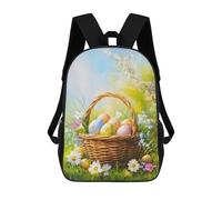 sinyumoney 3D Printed Children Easter Basket Spring Painting Rucksacks Fashion Casual Daypack Cute Travel Bags Outdoor Casual Daypack for Boy And Girl 17inch