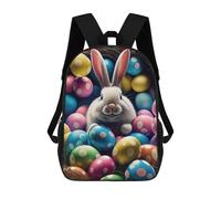 sinyumoney 3D Printed Children Easter Bunny with Eggs-4 Rucksacks Fashion Casual Daypack Cute Travel Bags Outdoor Casual Daypack for Boy And Girl 17inch