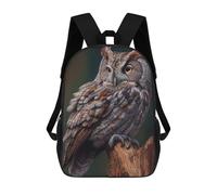 sinyumoney 3D Printed Children Eastern Screech Owl Rucksacks Fashion Casual Daypack Cute Travel Bags Outdoor Casual Daypack for Boy And Girl 17inch