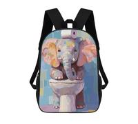 sinyumoney 3D Printed Children Elephant on Toilet with Toilet Paper Rucksacks Fashion Casual Daypack Cute Travel Bags Outdoor Casual Daypack for Boy And Girl 17inch