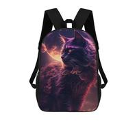 sinyumoney 3D Printed Children Enchanted Celestial Feline Rucksacks Fashion Casual Daypack Cute Travel Bags Outdoor Casual Daypack for Boy And Girl 17inch
