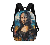 sinyumoney 3D Printed Children Expressionist Mona Lisa Rucksacks Fashion Casual Daypack Cute Travel Bags Outdoor Casual Daypack for Boy And Girl 17inch