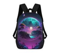 sinyumoney 3D Printed Children Fantasy Moonlit Landscape -3 Rucksacks Fashion Casual Daypack Cute Travel Bags Outdoor Casual Daypack for Boy And Girl 17inch
