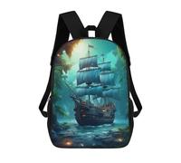 sinyumoney 3D Printed Children Fantasy Pirate Ship Rucksacks Fashion Casual Daypack Cute Travel Bags Outdoor Casual Daypack for Boy And Girl 17inch