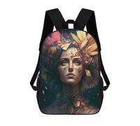 sinyumoney 3D Printed Children Feathered Fantasy Portrait Rucksacks Fashion Casual Daypack Cute Travel Bags Outdoor Casual Daypack for Boy And Girl 17inch