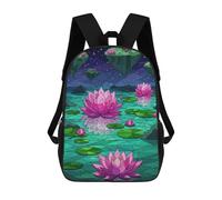 sinyumoney 3D Printed Children Floating Islands And Lotus Flowers Rucksacks Fashion Casual Daypack Cute Travel Bags Outdoor Casual Daypack for Boy And Girl 17inch