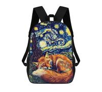 sinyumoney 3D Printed Children Fox Sleeping Under Starry Night Sky Rucksacks Fashion Casual Daypack Cute Travel Bags Outdoor Casual Daypack for Boy And Girl 17inch