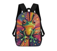 sinyumoney 3D Printed Children Frog Art Neon Tree Frog Wall Print Rucksacks Fashion Casual Daypack Cute Travel Bags Outdoor Casual Daypack for Boy And Girl 17inch