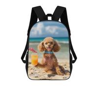 sinyumoney 3D Printed Children Funny Poodle Cocktail Sun Rucksacks Fashion Casual Daypack Cute Travel Bags Outdoor Casual Daypack for Boy And Girl 17inch