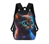 sinyumoney 3D Printed Children Galactic Kitten Portrait Rucksacks Fashion Casual Daypack Cute Travel Bags Outdoor Casual Daypack for Boy And Girl 17inch