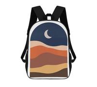 sinyumoney 3D Printed Children Geometric Landscape 5 Rucksacks Fashion Casual Daypack Cute Travel Bags Outdoor Casual Daypack for Boy And Girl 17inch
