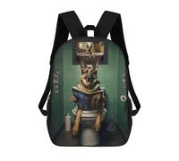 sinyumoney 3D Printed Children German Shepherd on Toilet Rucksacks Fashion Casual Daypack Cute Travel Bags Outdoor Casual Daypack for Boy And Girl 17inch