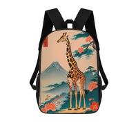 sinyumoney 3D Printed Children Giraffe Japanese Rucksacks Fashion Casual Daypack Cute Travel Bags Outdoor Casual Daypack for Boy And Girl 17inch