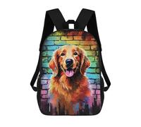 sinyumoney 3D Printed Children Golden Retriever Graffiti Rucksacks Fashion Casual Daypack Cute Travel Bags Outdoor Casual Daypack for Boy And Girl 17inch
