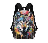 sinyumoney 3D Printed Children Gray Wolf Banksy Graffiti Rucksacks Fashion Casual Daypack Cute Travel Bags Outdoor Casual Daypack for Boy And Girl 17inch