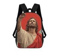 sinyumoney 3D Printed Children Jesus Christ with Raised Fist Rucksacks Fashion Casual Daypack Cute Travel Bags Outdoor Casual Daypack for Boy And Girl 17inch