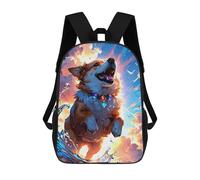sinyumoney 3D Printed Children Joyful Corgi in Water with Rainbow Rucksacks Fashion Casual Daypack Cute Travel Bags Outdoor Casual Daypack for Boy And Girl 17inch