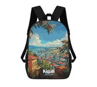 sinyumoney 3D Printed Children Kigali, Rwanda Cityscape Illustration Rucksacks Fashion Casual Daypack Cute Travel Bags Outdoor Casual Daypack for Boy And Girl 17inch